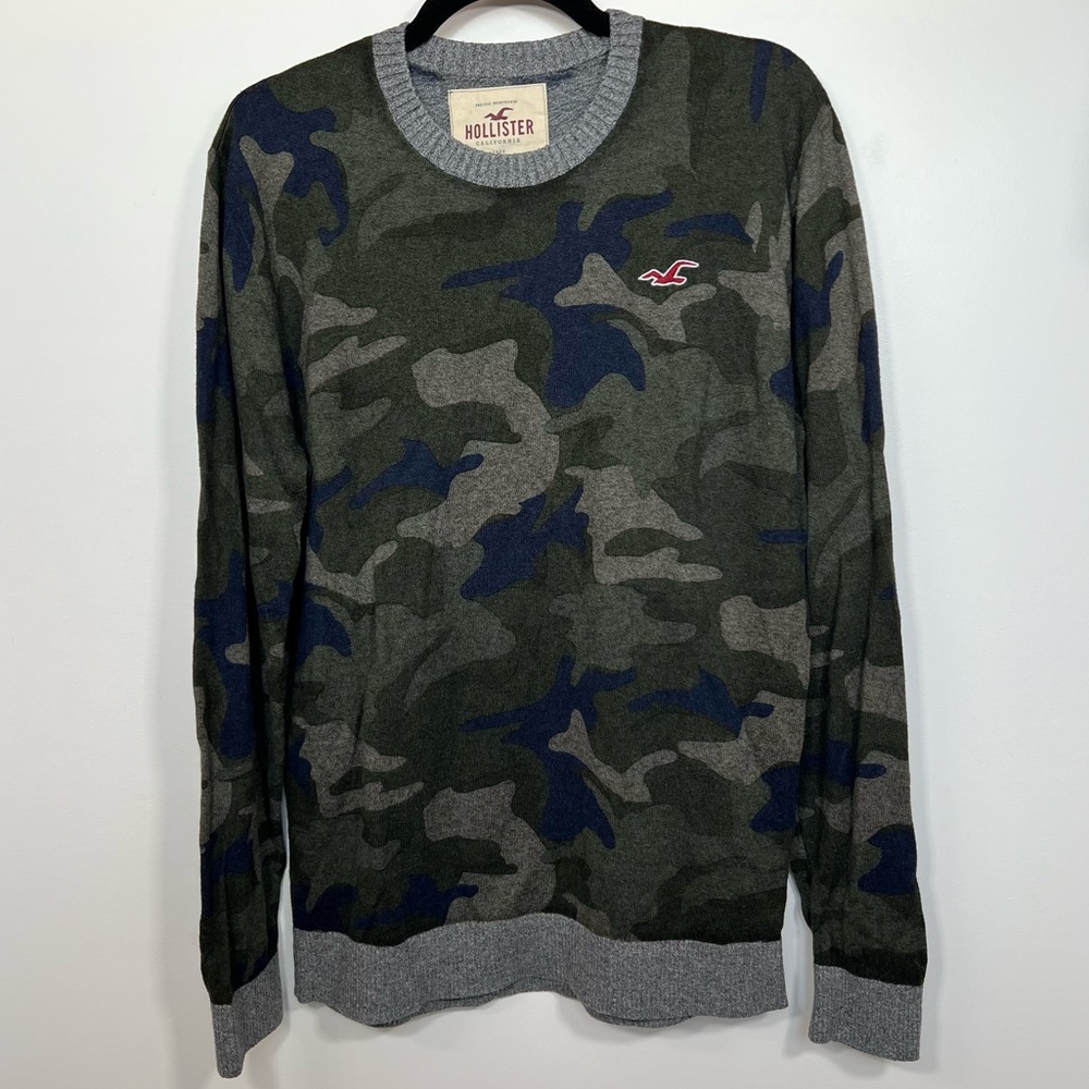 Vintage Hollister Camo Crewneck Knit Sweater size XL | Y2K